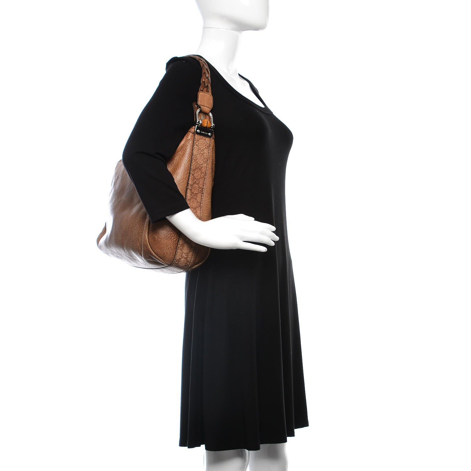 Gucci Pebbled Calfskin Guccissima Medium Bamboo Bar Hobo Light Brown 2 of 17
