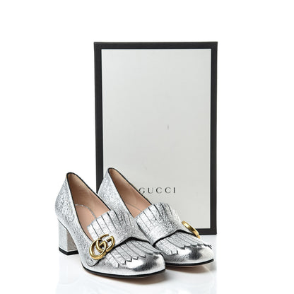 Gucci Galassia GG Marmont Fringe 50mm Loafer Pumps 38 Argento 12 of 12