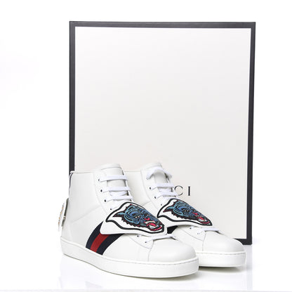 Gucci Calfskin Ayers Embroidered Web Mens Ace Removable Patches High Top Sneakers 13 White 12 of 12