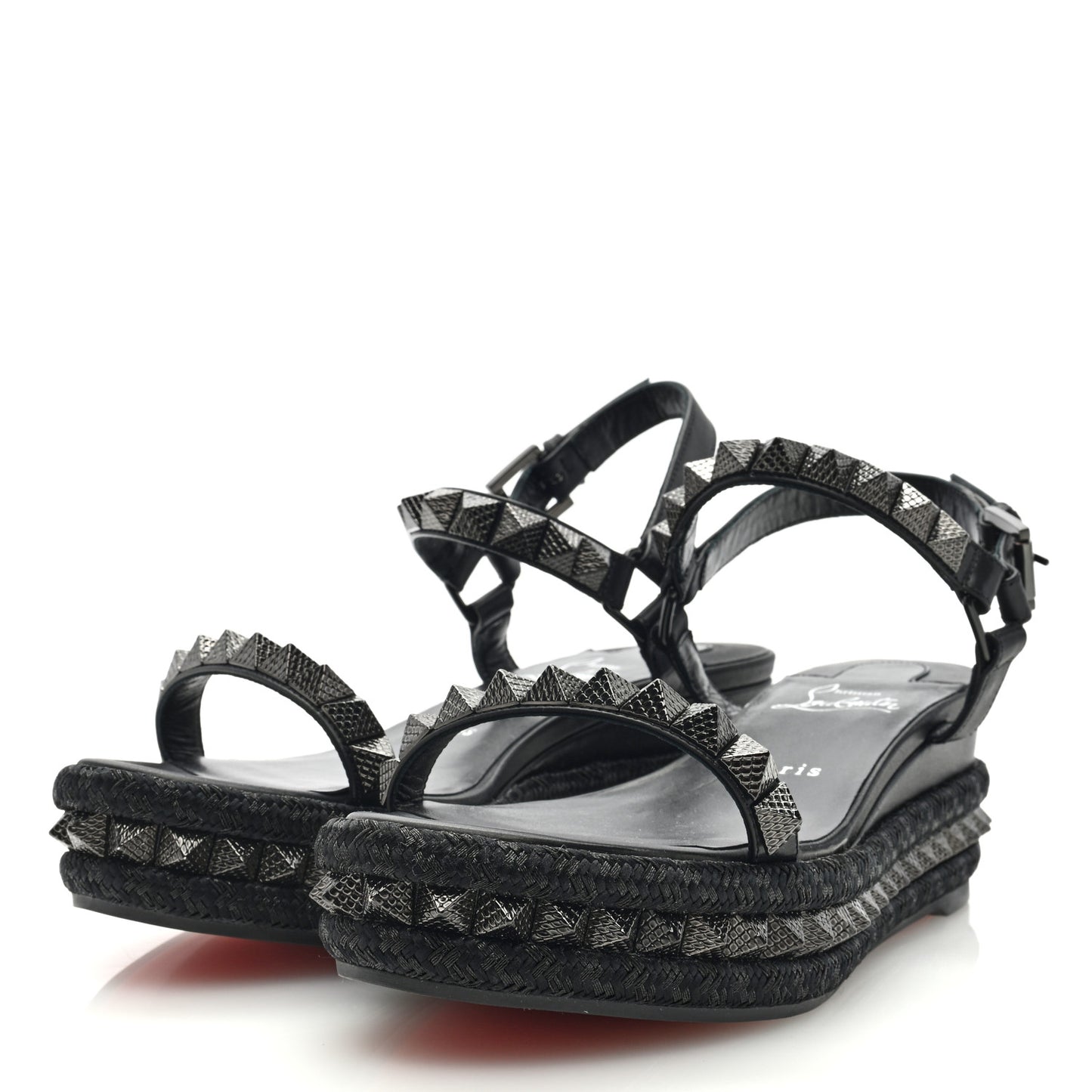 Kid Laminato Satin Pyraclou 60 Platform Sandals 38 Black