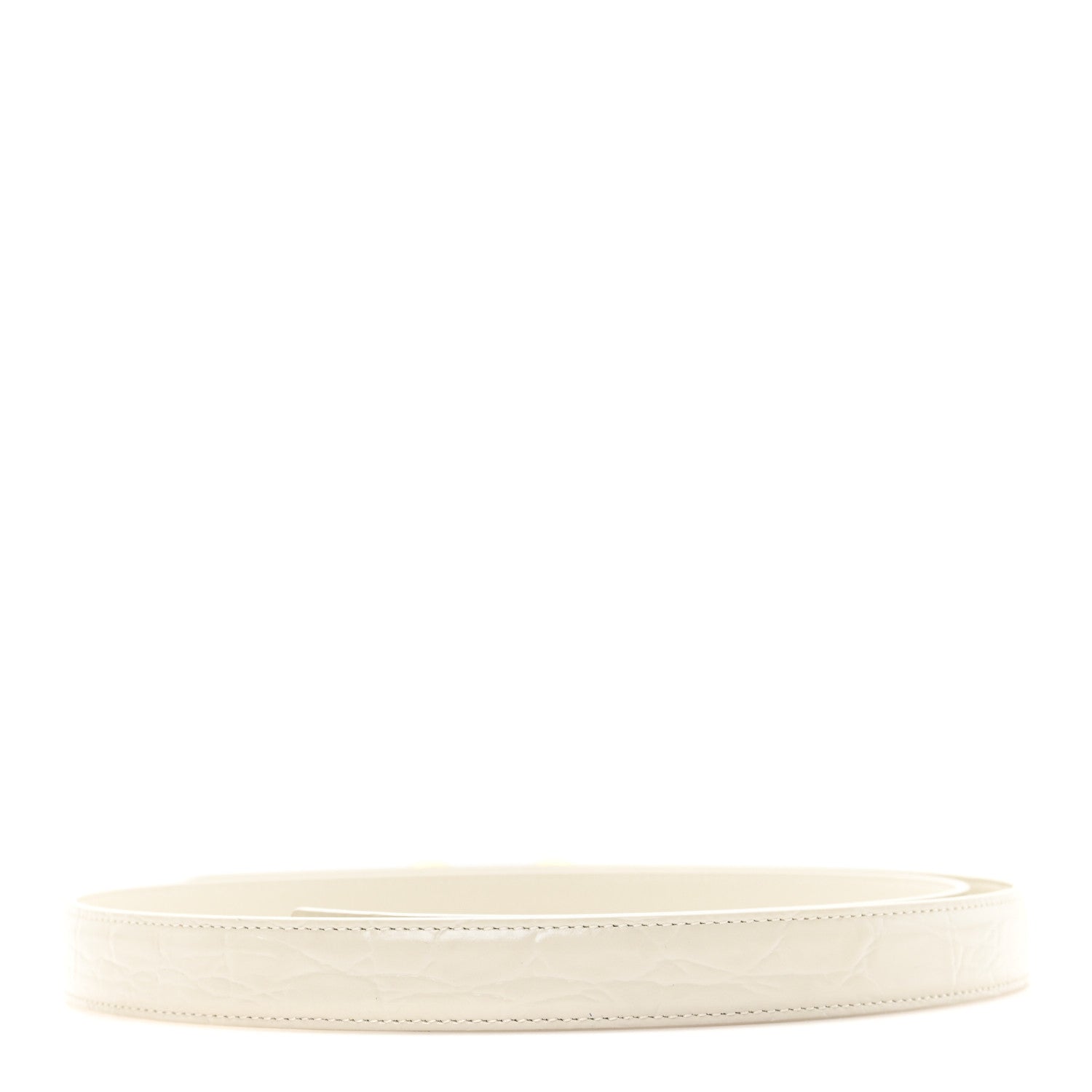 Saint Laurent Calfskin Crocodile Embossed Maillon Belt 90 36 Crema Soft 2 of 5