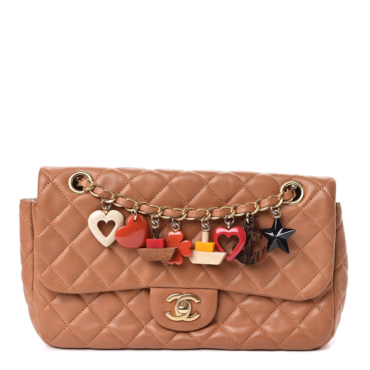 Chanel Lambskin Quilted Medium Cruise Charm Single Flap Beige 1 of 10