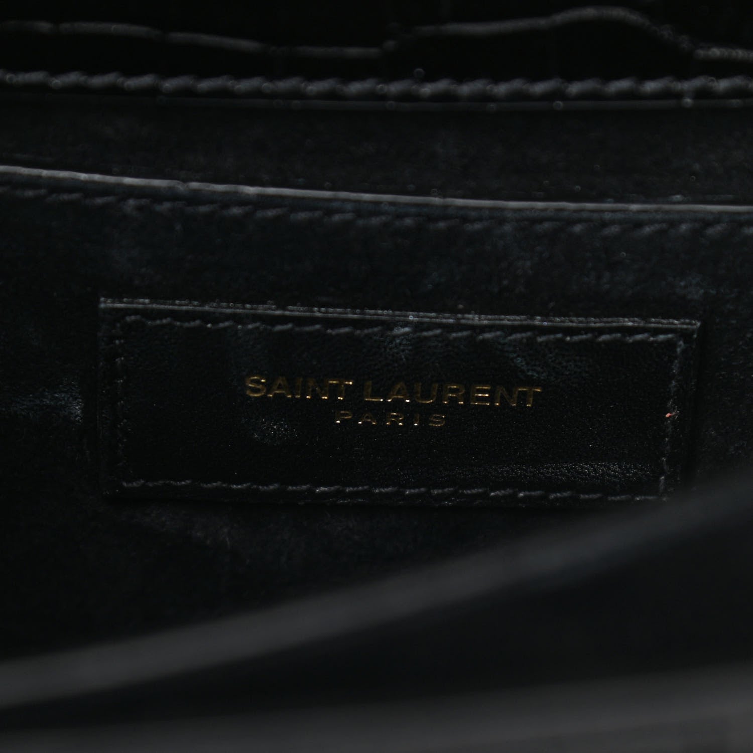 Saint Laurent Calfskin Crocodile Embossed Medium Monogram Sunset Black 6 of 9