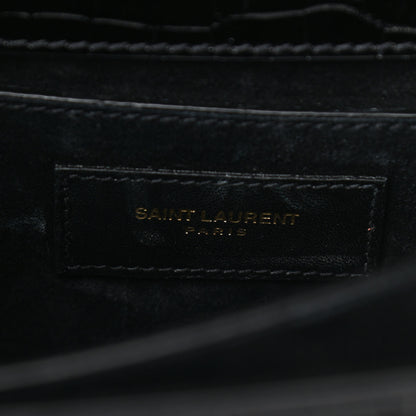 Saint Laurent Calfskin Crocodile Embossed Medium Monogram Sunset Black 6 of 9