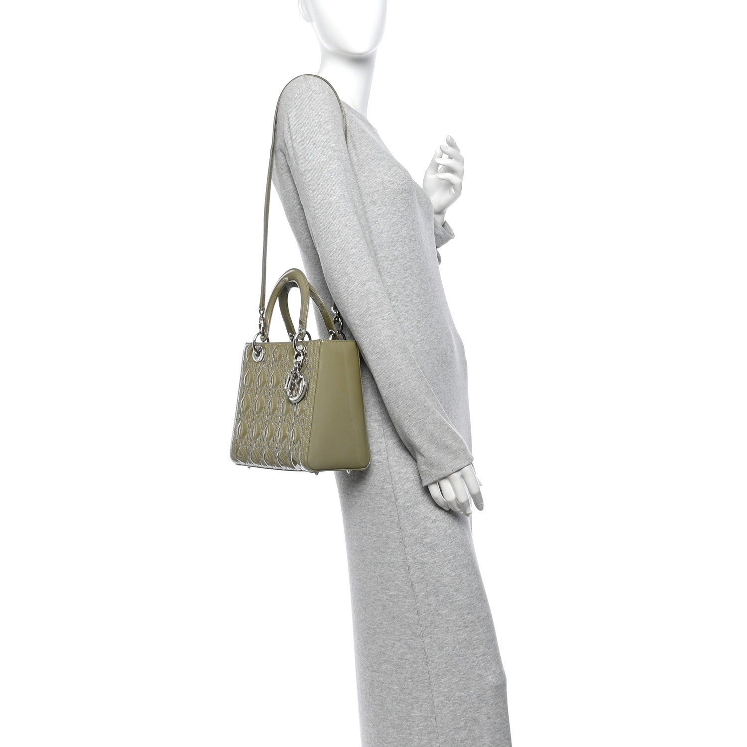 Christian Dior Patent Cannage Medium Lady Dior Grey 2 of 13