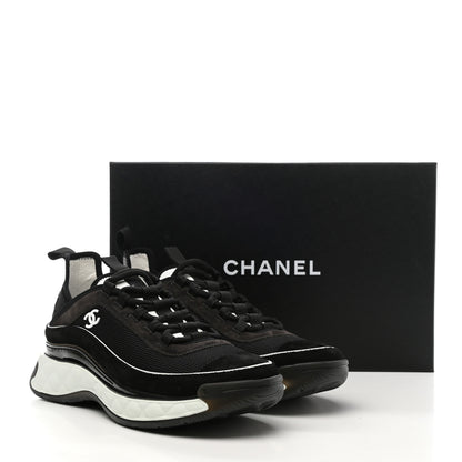 Chanel Fabric Suede CC Sneakers 39.5 Black Dark Grey 9 of 9
