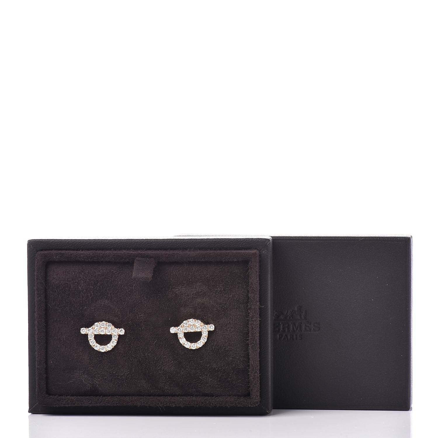 Hermes 18K Rose Gold Diamond Finesse Earrings 4 of 4