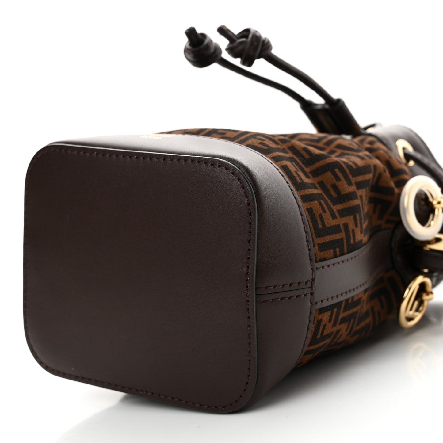 Suede Vitello King F is Fendi Micro FF Mini Mon Tresor Bucket Bag Sigaro Marrone Ebano