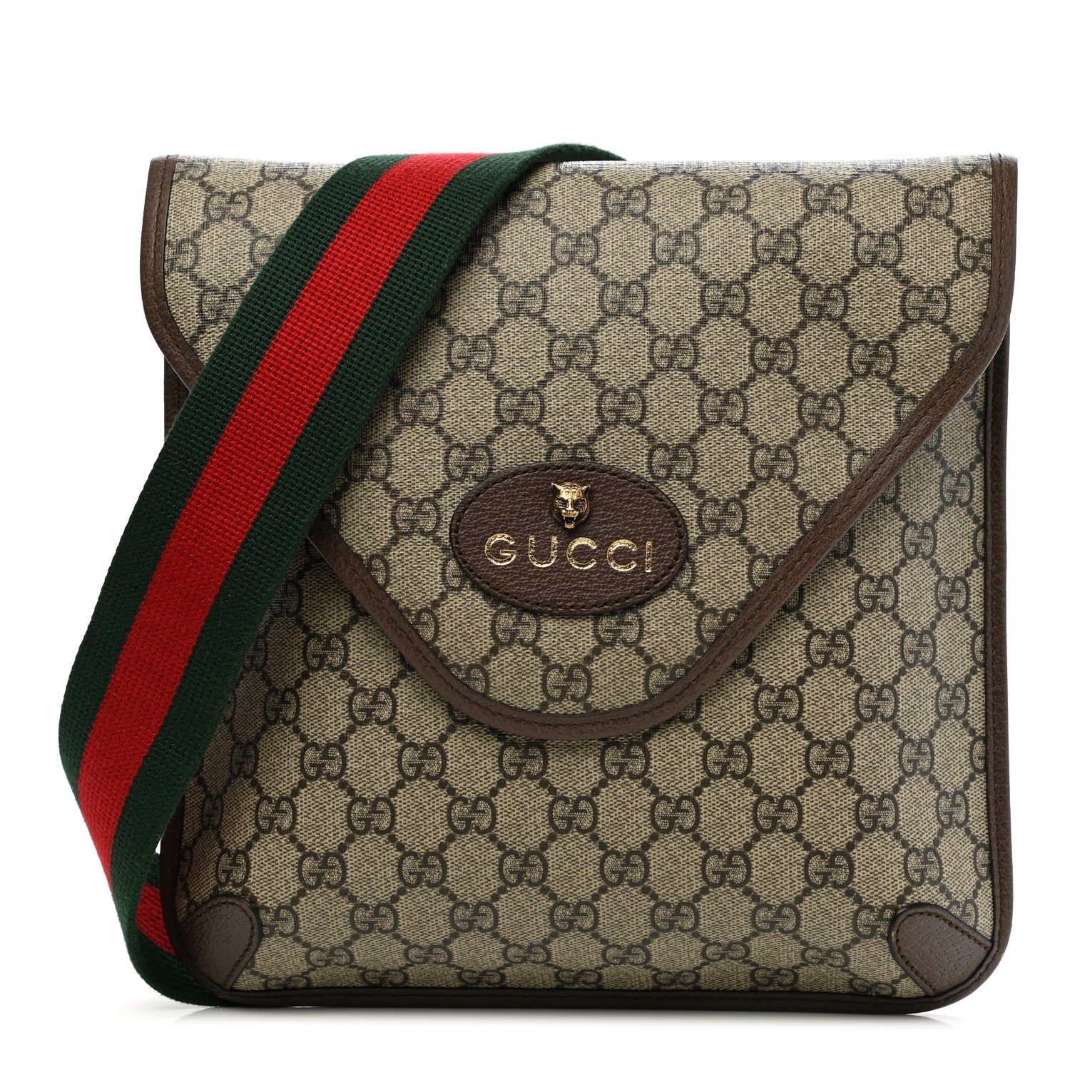 Gucci GG Supreme Monogram Web Medium Neo Vintage Flap Messenger Bag Beige New Acero 1 of 12