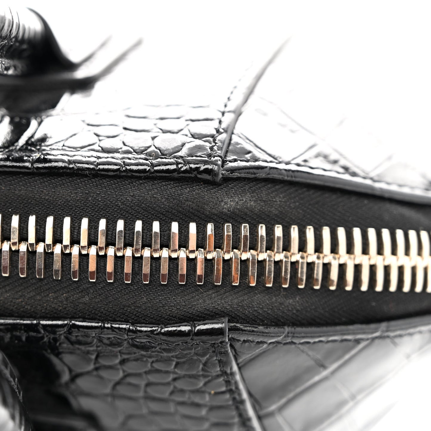 Calfskin Crocodile Embossed Small Antigona Black