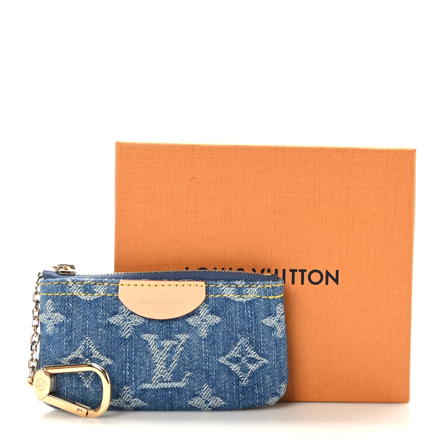 Monogram Denim Key Pouch Denim Blue