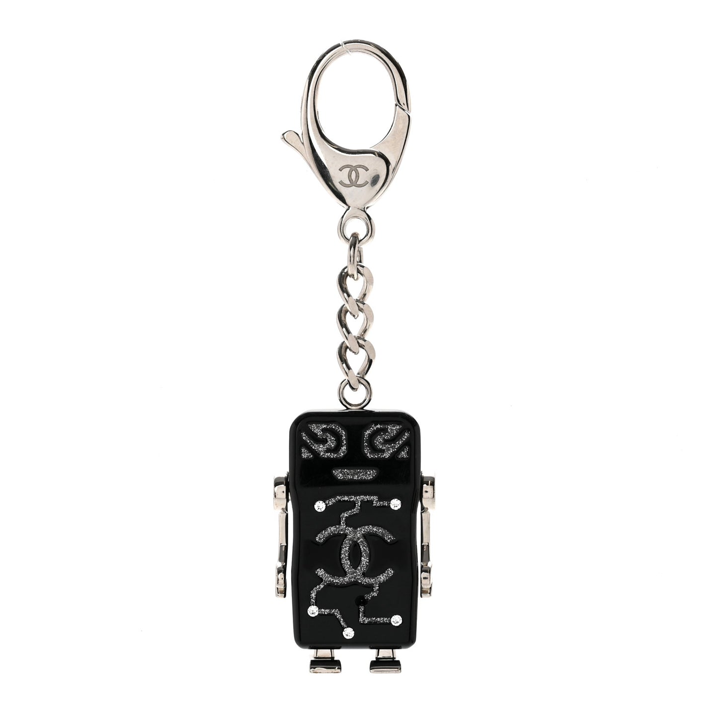 Resin Crystal CC Robot Bag Charm Black