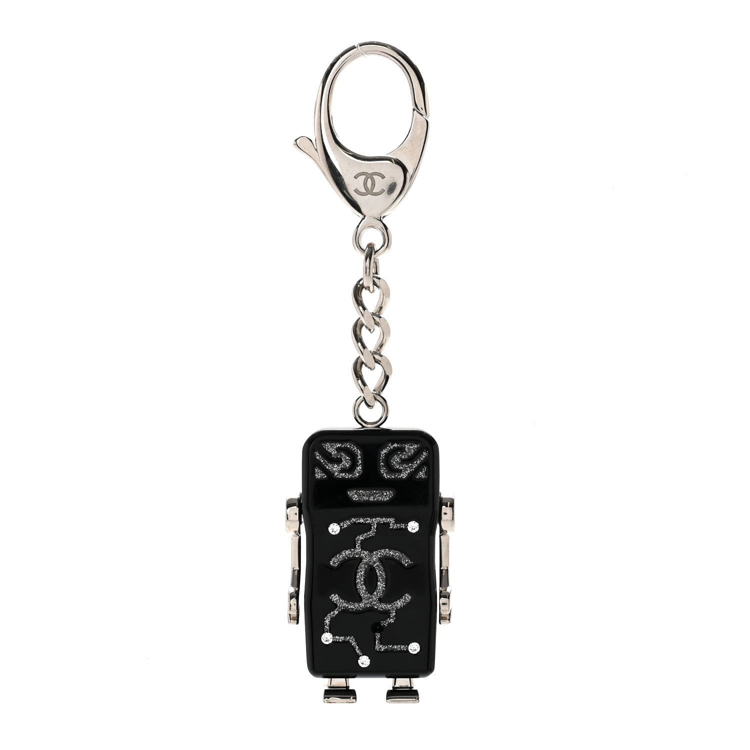 Chanel Resin Crystal CC Robot Bag Charm Black 1 of 3