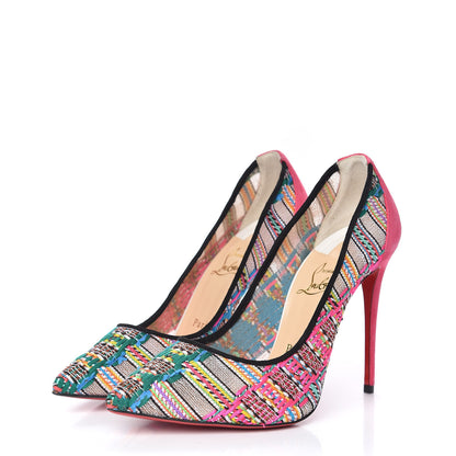 Christian Louboutin Lace Rete Tresse Suede Hippie Follies 100 Pumps 37.5 Multi 2 of 7