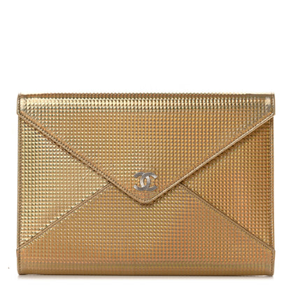 Chanel Metallic Lambskin Embossed Envelope Clutch Gold 1 of 8