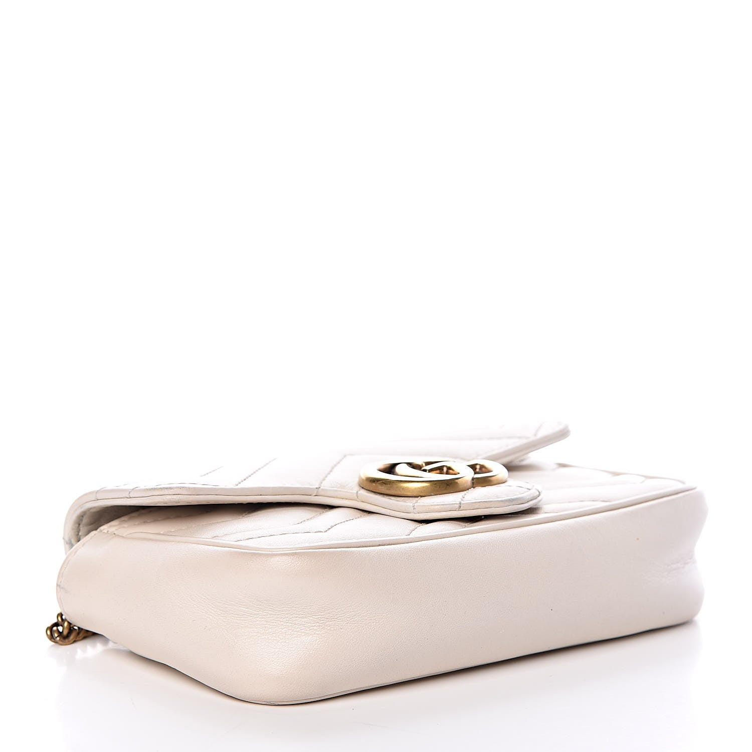 Gucci Calfskin Matelasse Super Mini GG Marmont Shoulder Bag White 4 of 18