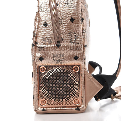 MCM Metallic X Wizpak Visetos Studded Sound System Speaker Backpack Champagne Gold 11 of 14