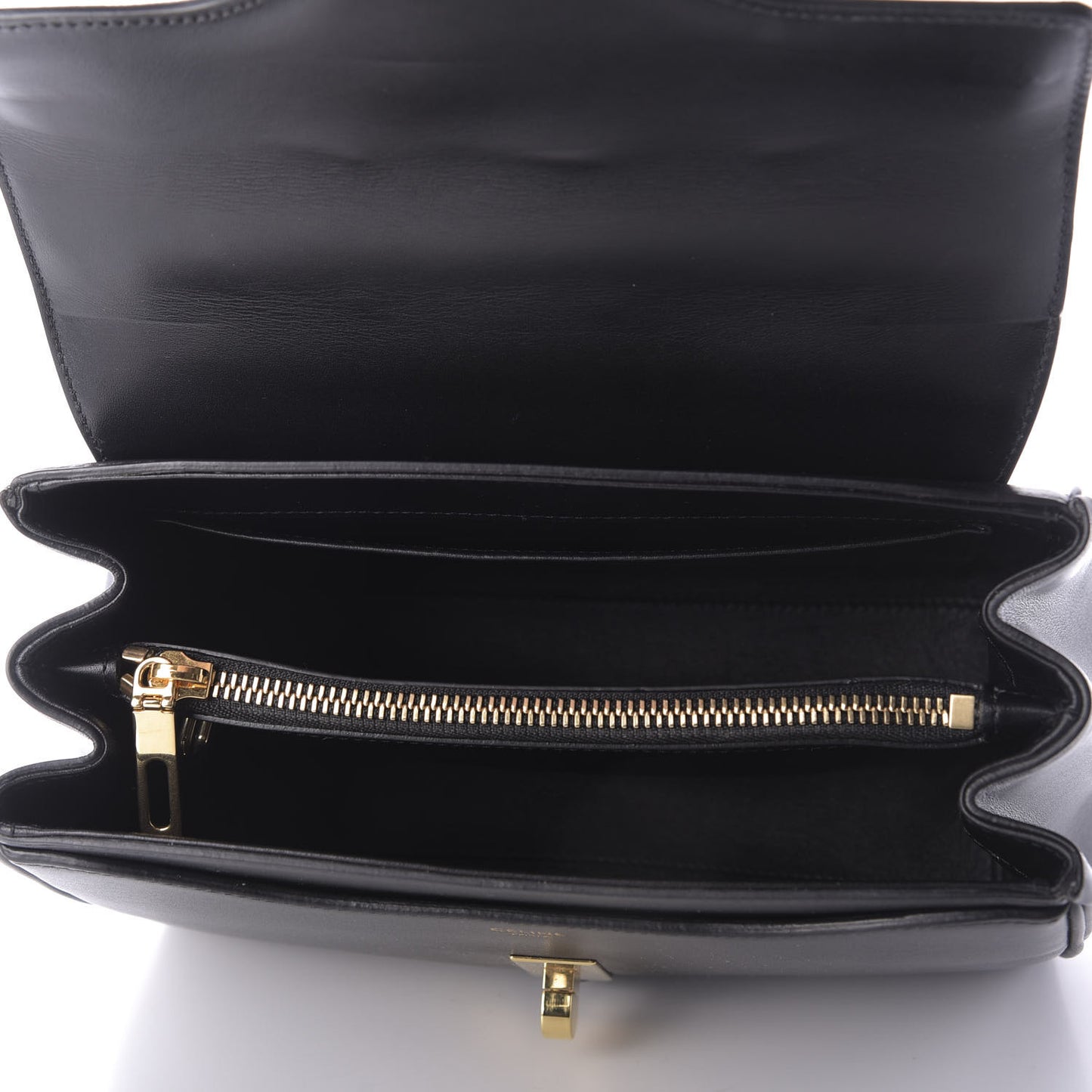 Satinated Calfskin Small 16 Top Handle Bag Black