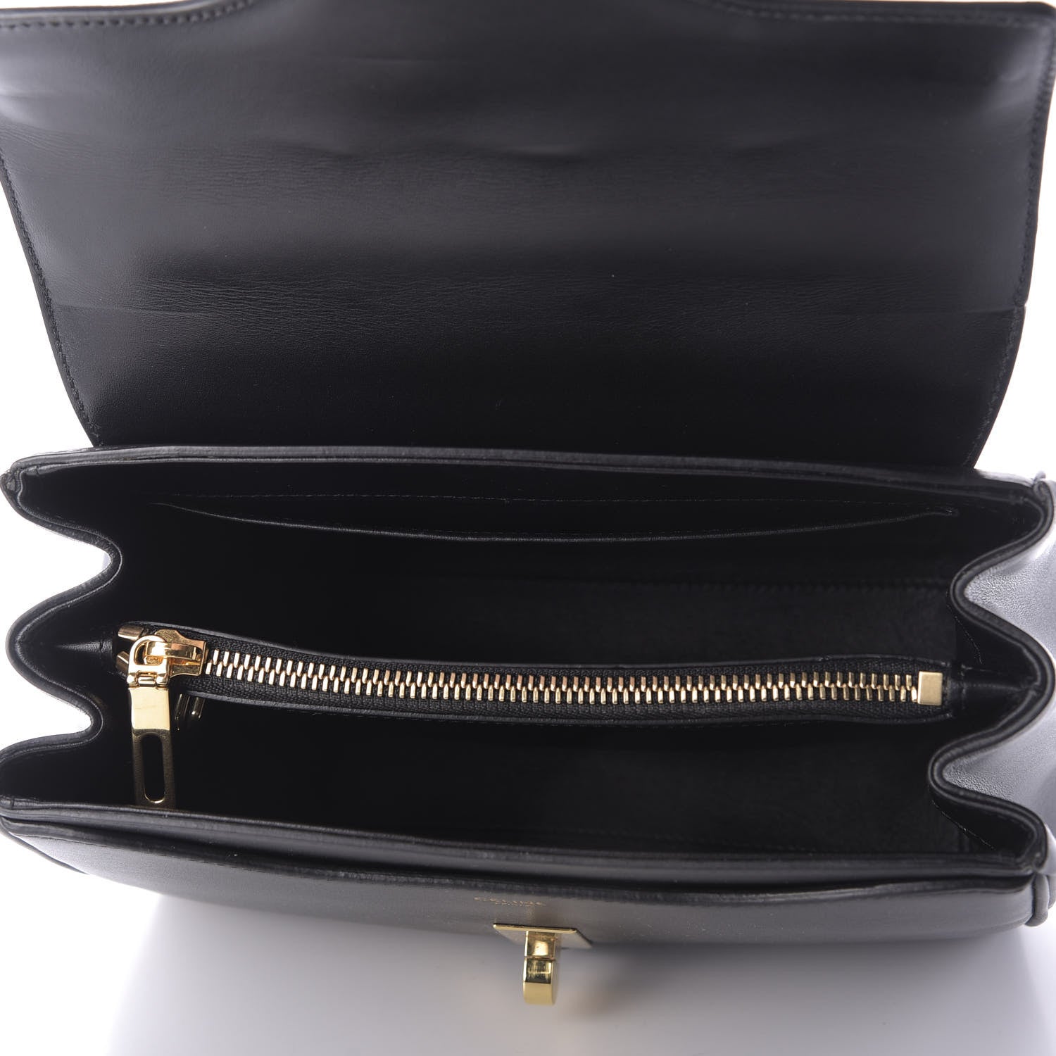 Celine Satinated Calfskin Small 16 Top Handle Bag Black 5 of 10