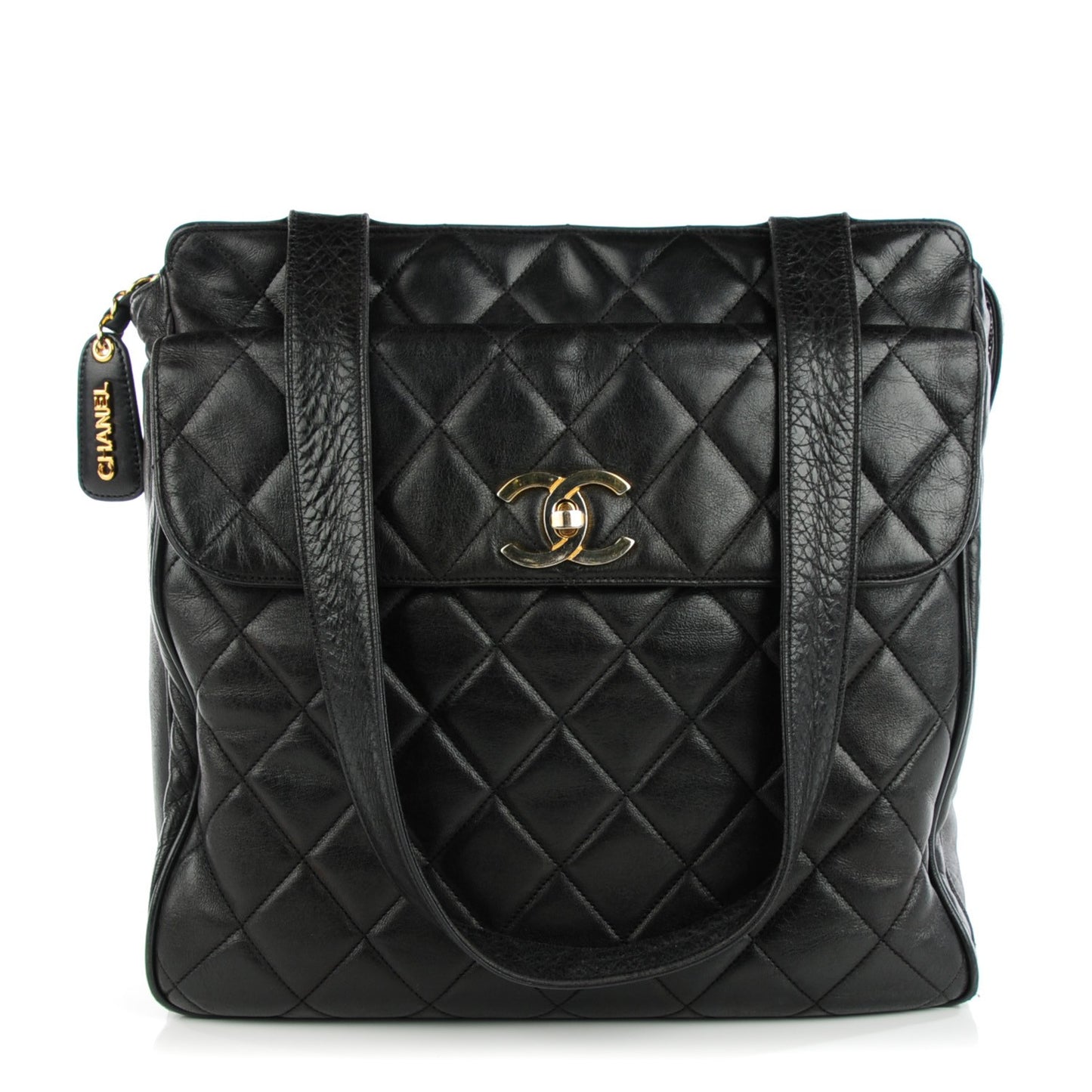 Lambskin Quilted Shoulder Bag Black