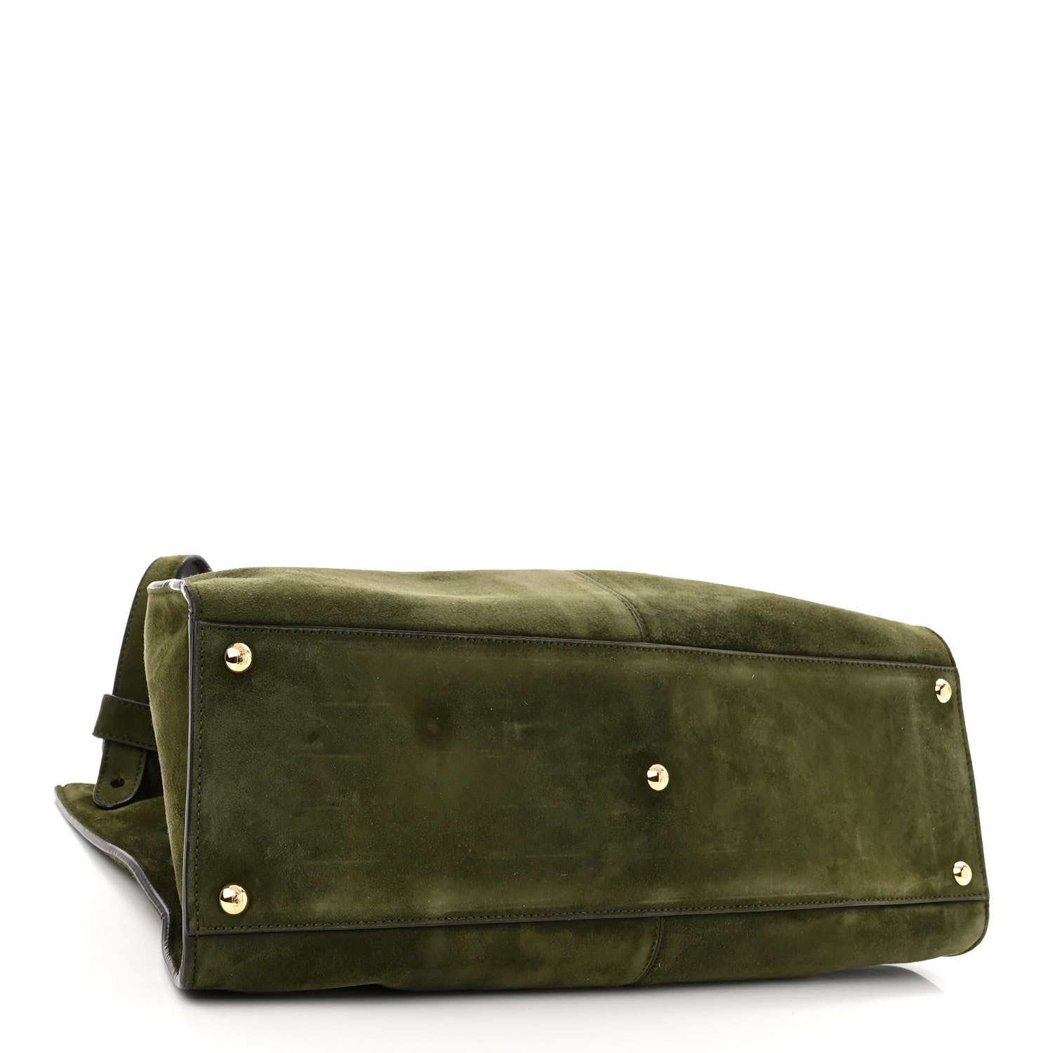Fendi Camoscio Glazed Fabric FF 1974 Large Peekaboo X-Lite Amazzonia Mogano Panna 4 of 12