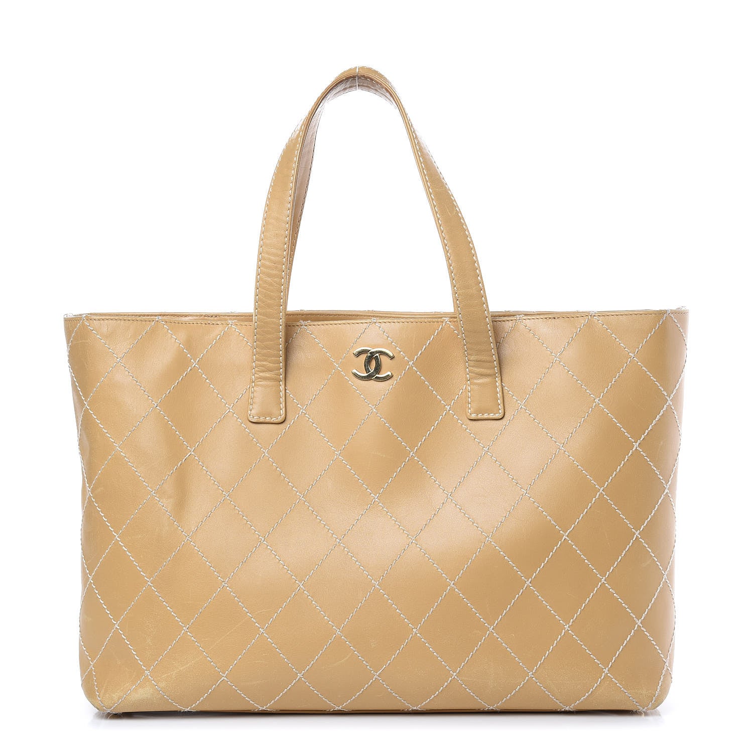 Chanel Calfskin Contrast Stitch Surpique Tote Beige 1 of 22