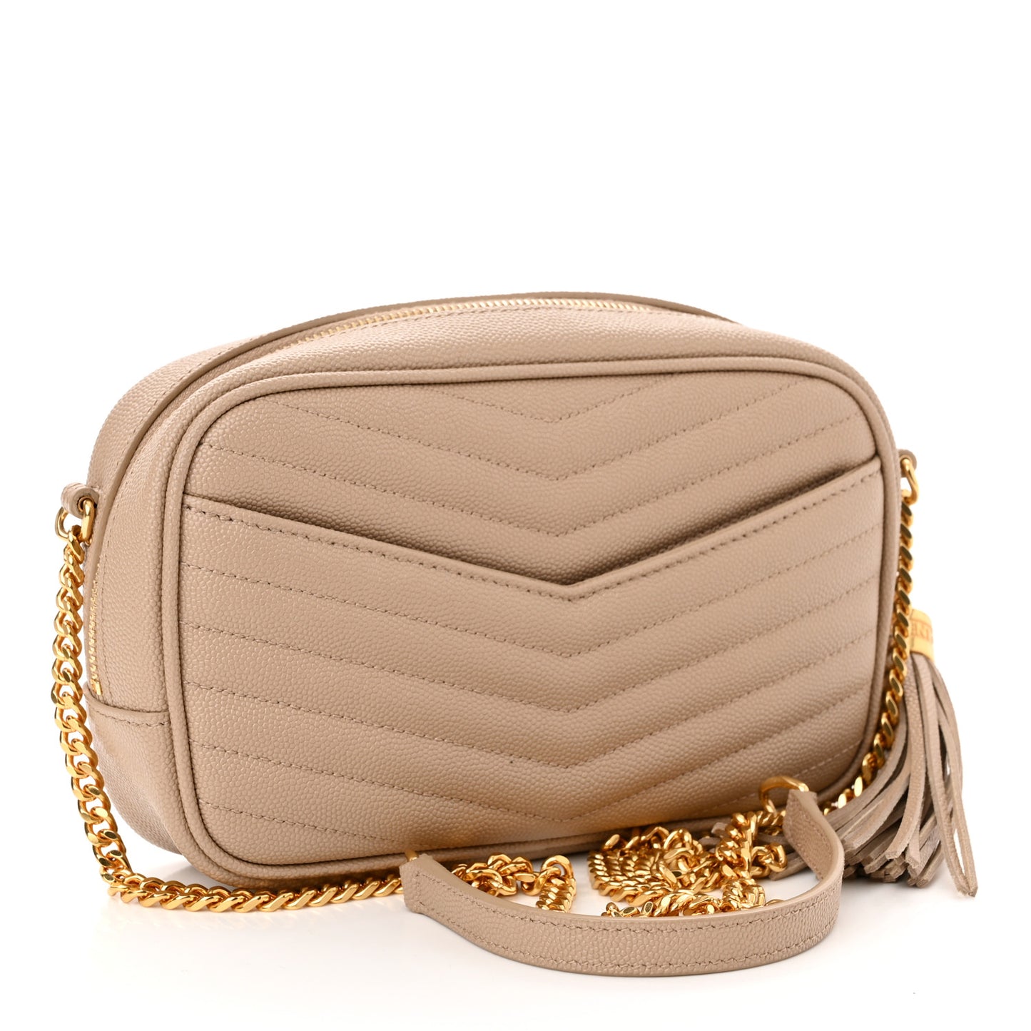 Grain De Poudre Matelasse Monogram Mini Lou Camera Bag Dark Beige