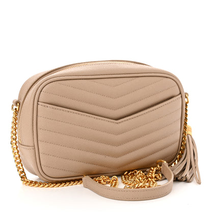 Saint Laurent Grain De Poudre Matelasse Monogram Mini Lou Camera Bag Dark Beige 3 of 10
