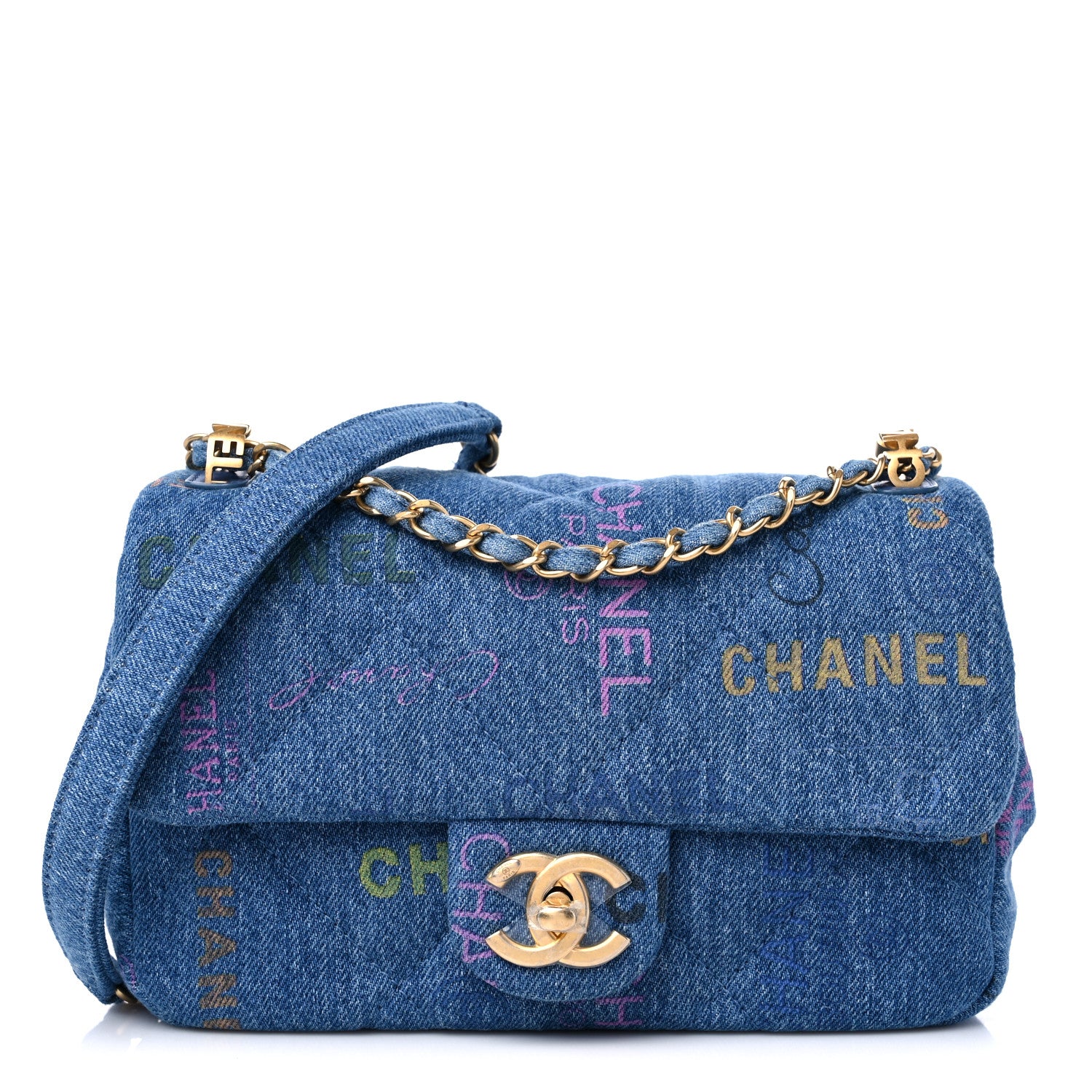 Chanel Denim Quilted Mini Denim Mood Rectangular Flap Blue Multicolor 1 of 9