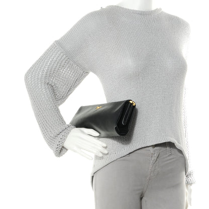 Prada Saffiano East-West Frame Clutch Nero Black 2 of 9