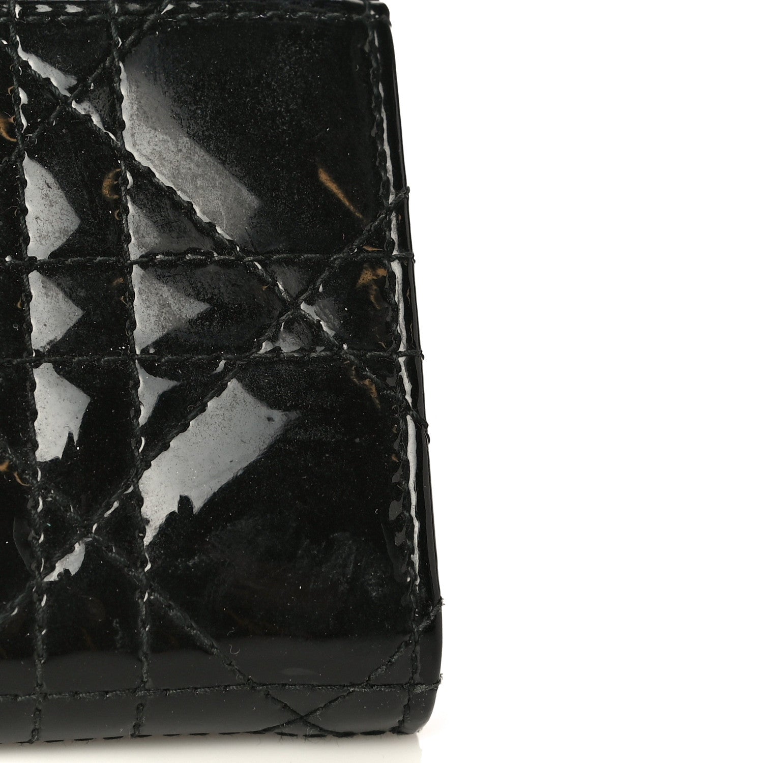 Christian Dior Patent Cannage Lady Dior Rendezvous Wallet On Chain Black 8 of 18