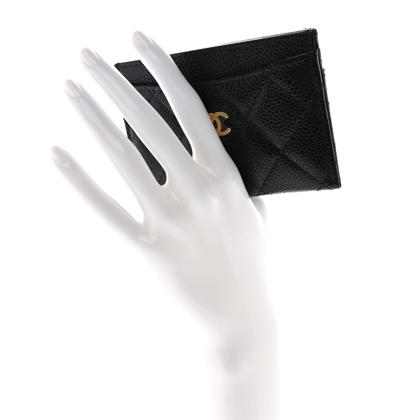 Caviar Quilted Card Holder Black