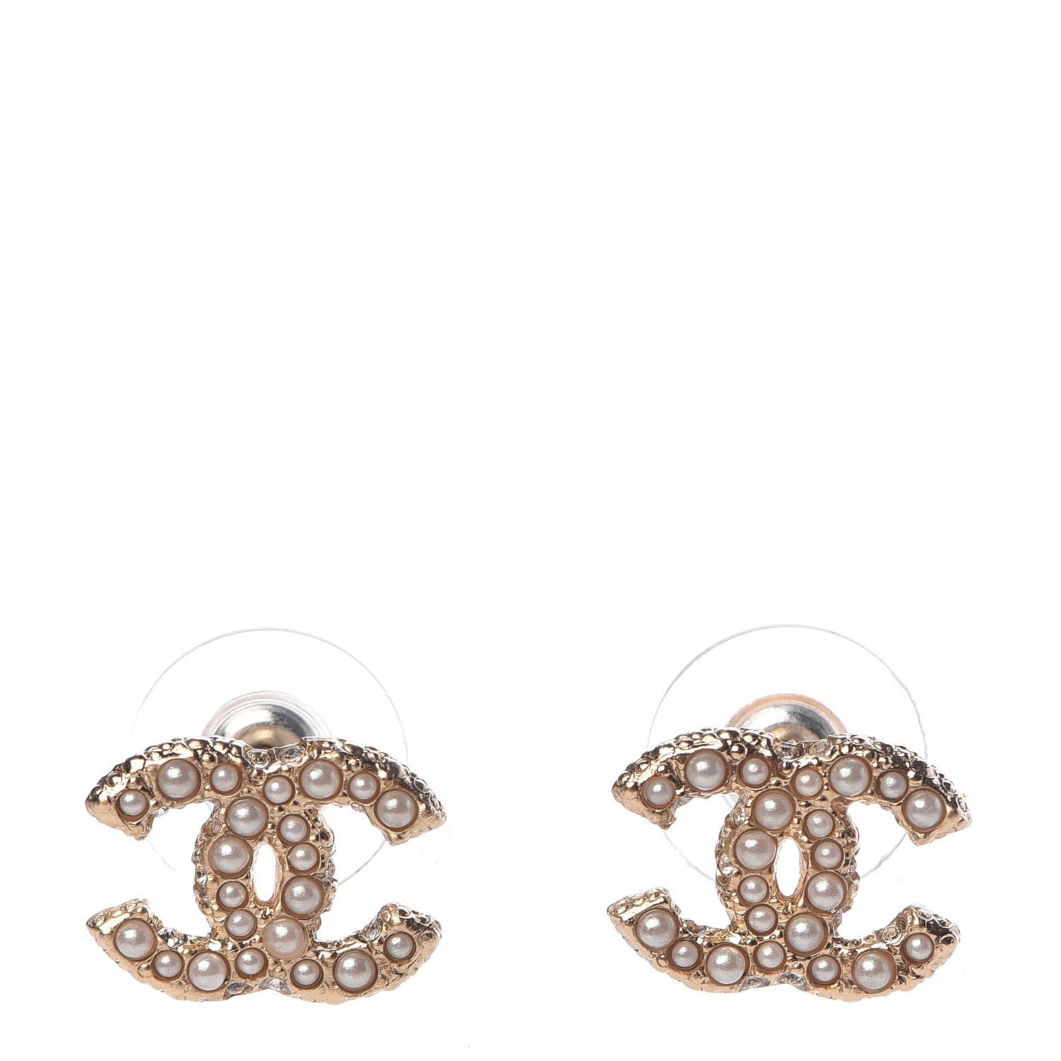 Chanel Pearl Crystal CC Earrings Light Gold 1 of 5