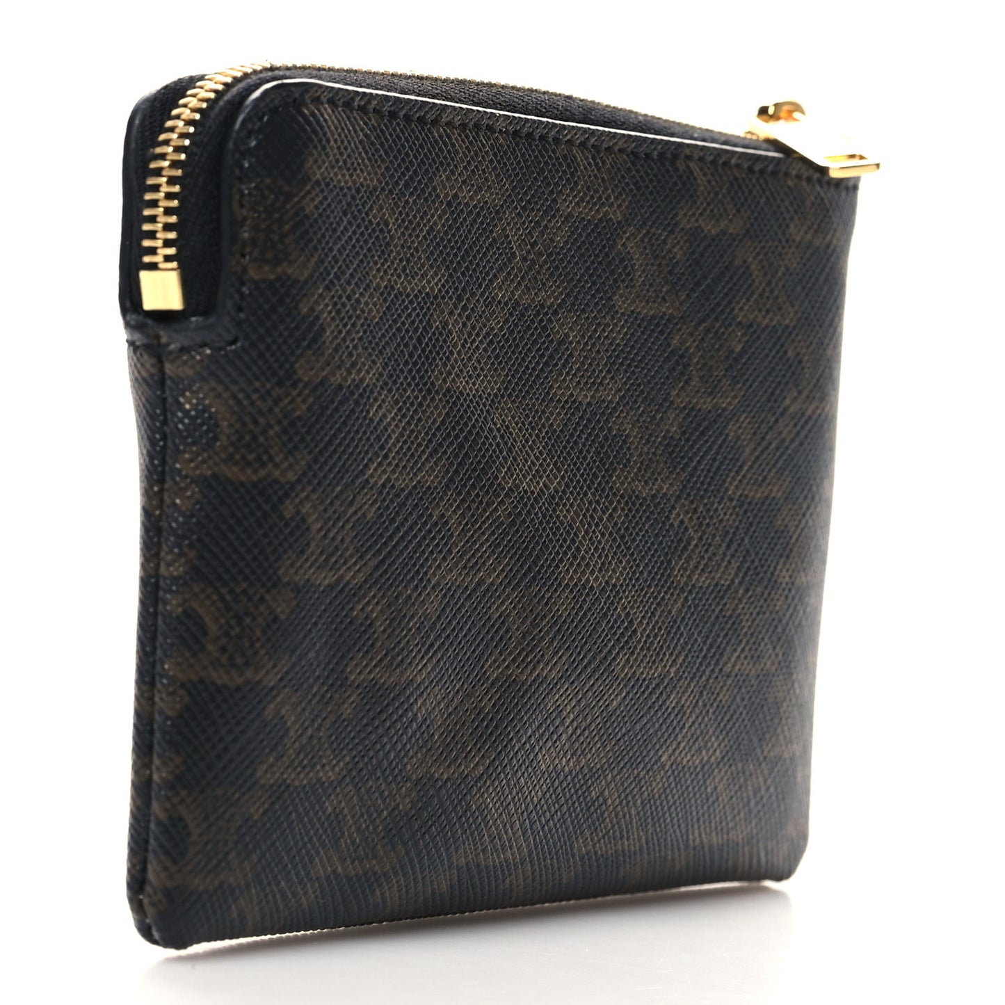 Triomphe Canvas Coin and Card Pouch With Hook Black