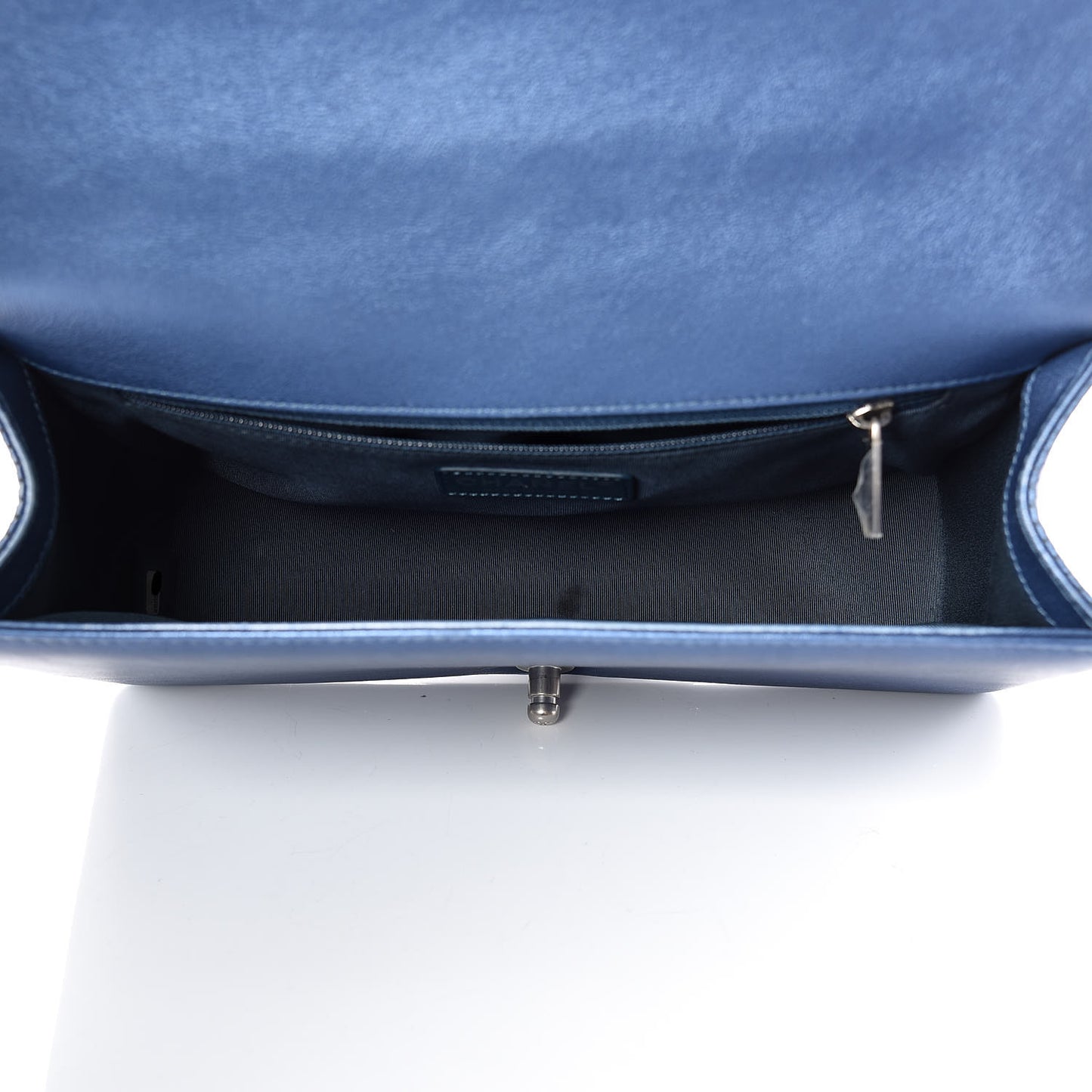 Metallic Lambskin Perforated New Medium Boy Flap Blue
