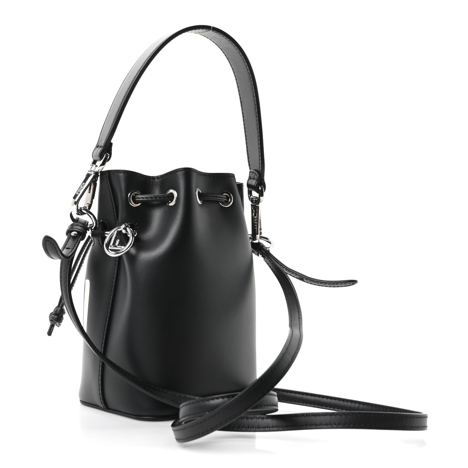Fendi Vitello King F is Fendi Logo Embossed Mini Mon Tresor Bucket Bag Black 3 of 10