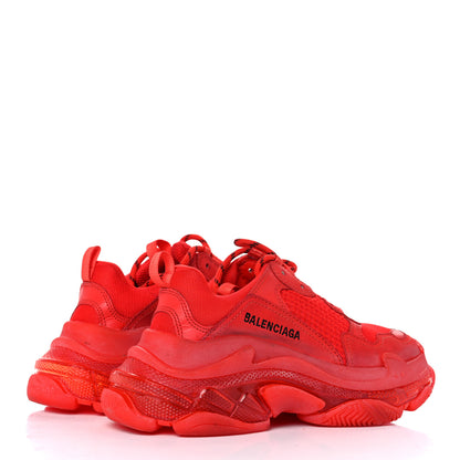 Balenciaga Fabric Mesh Clear Sole Womens Triple S Sneakers 37 Rouge Vif 4 of 17