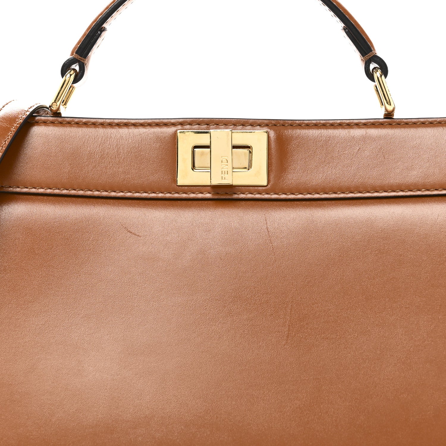 Fendi Vitello King Luxor Shiny Nappa Medium Peekaboo I SEE U East West Satchel Brandy Light Rose 7 of 9