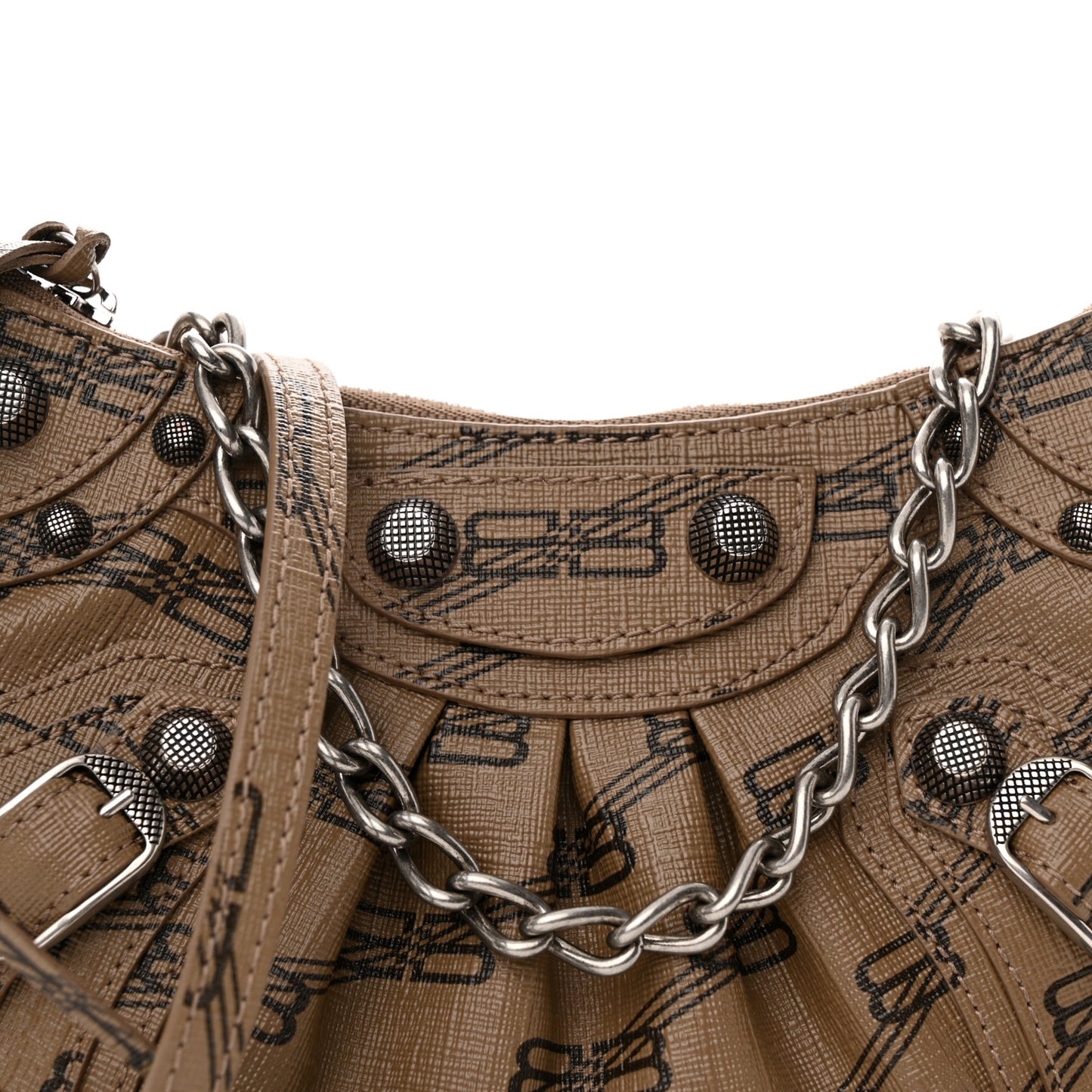 Coated Canvas BB Monogram Le Cagole Mini Purse With Chain Beige Brown
