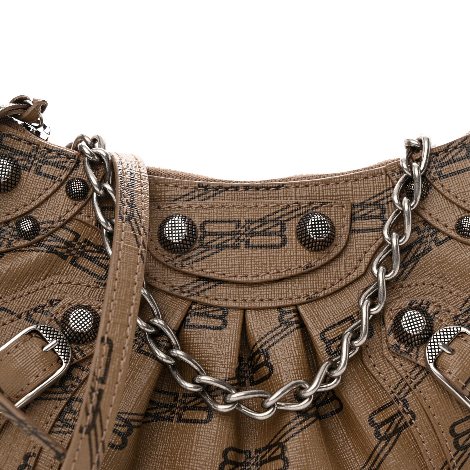 Balenciaga Coated Canvas BB Monogram Le Cagole Mini Purse With Chain Beige Brown 7 of 10