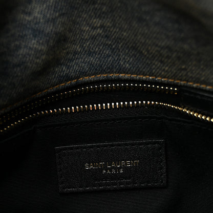 Saint Laurent Denim Quilted Toy Loulou Puffer Monogram Chain Satchel Rodeo Blue 5 of 9