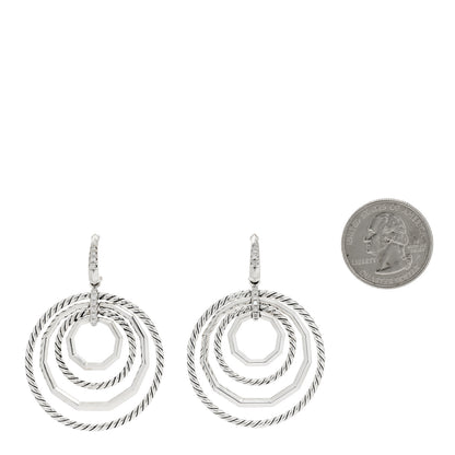 David Yurman Sterling Silver Diamond Large Stax Drop Earrings 2 of 4