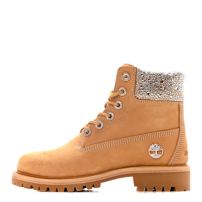 Jimmy Choo X TIMBERLAND Nubuck Swarovski Crystal Womens Ankle Boots 8 Wheat 1 of 15