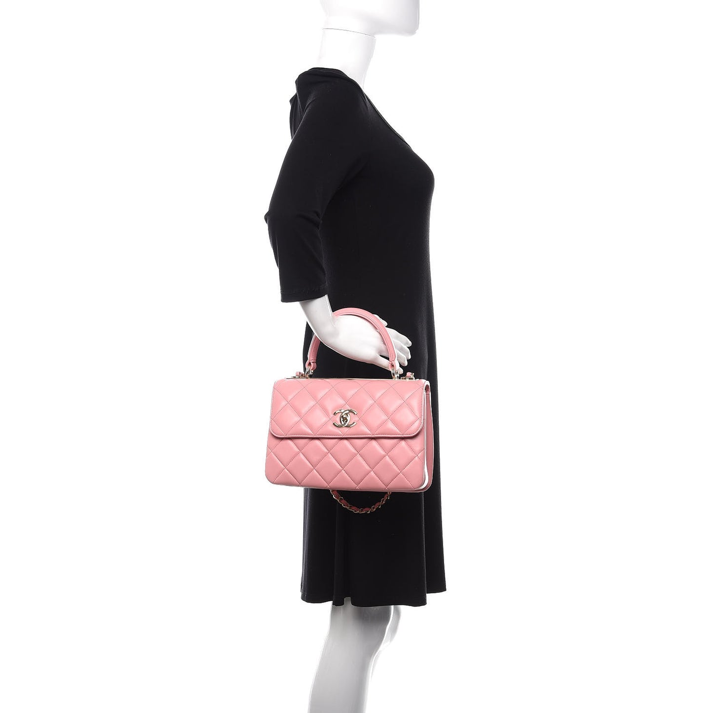 Lambskin Quilted Small Trendy CC Flap Dual Handle Bag Pink