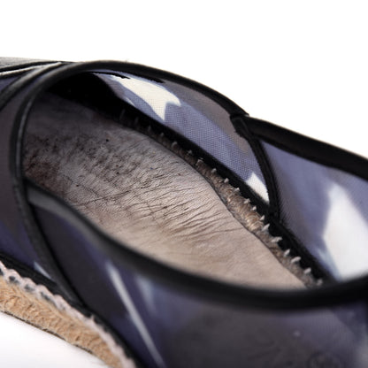 Chanel Mesh Lambskin Check Print CC Espadrilles 37 Blue Black White 14 of 21