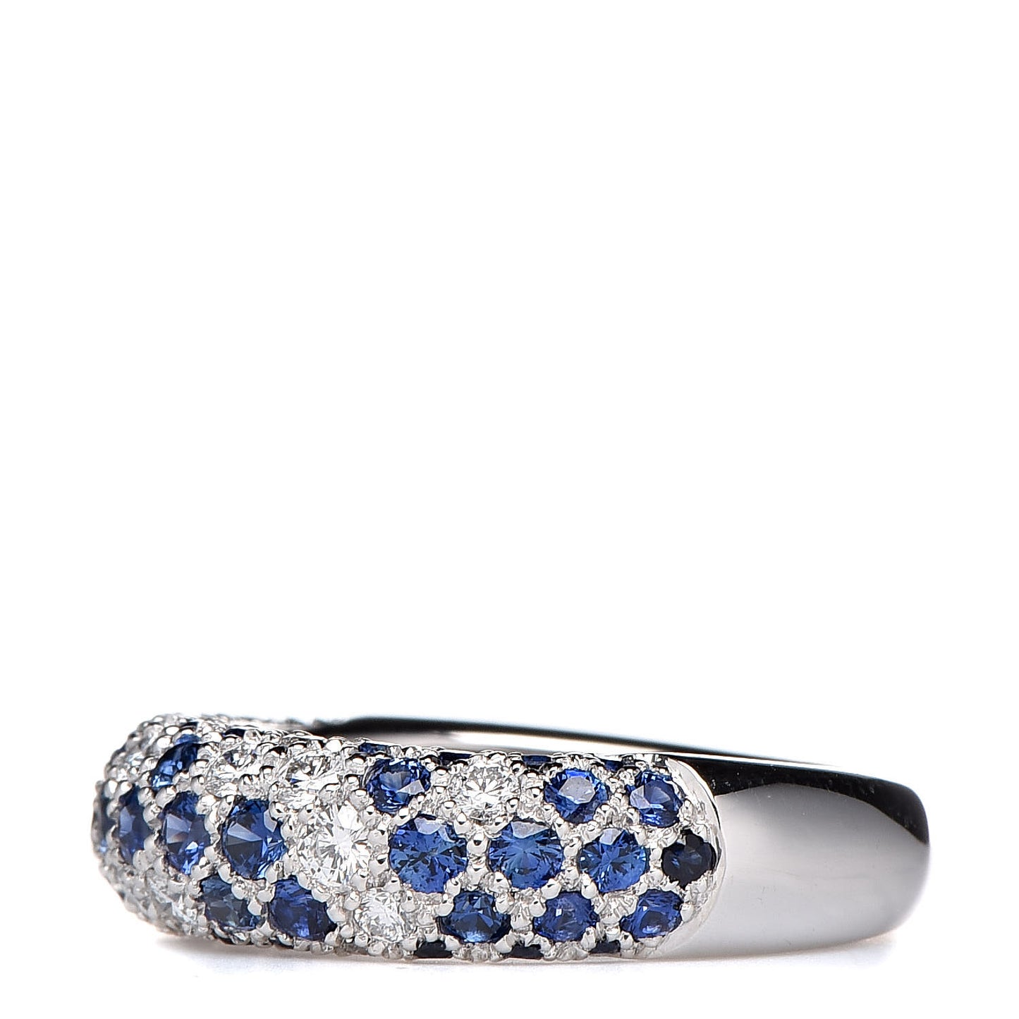 18K White Gold Diamond Sapphire 6mm Mimi Ring 50 5.25