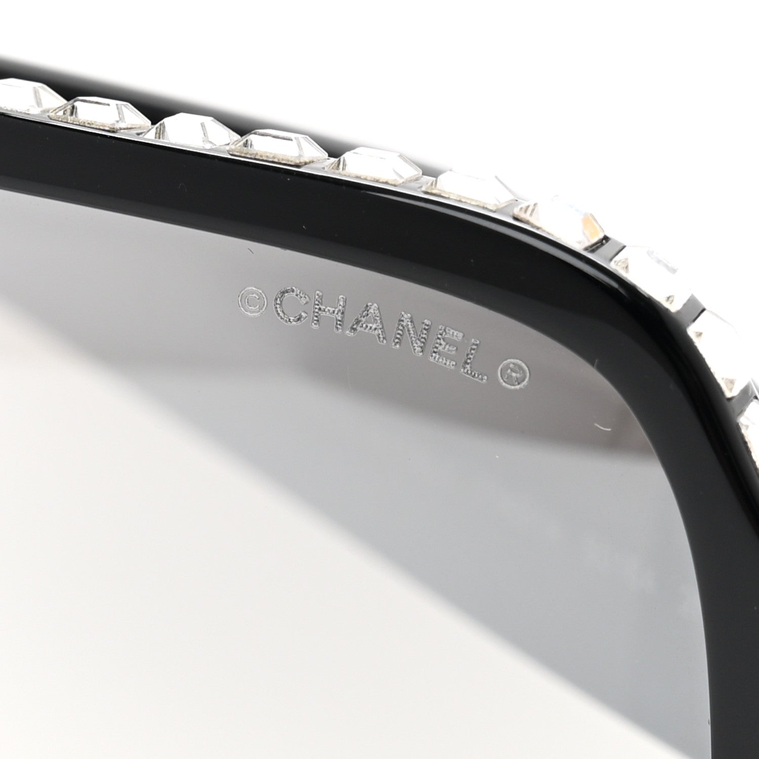 Chanel Acetate Crystal CC Shield Sunglasses 71431A Black Grey 7 of 8