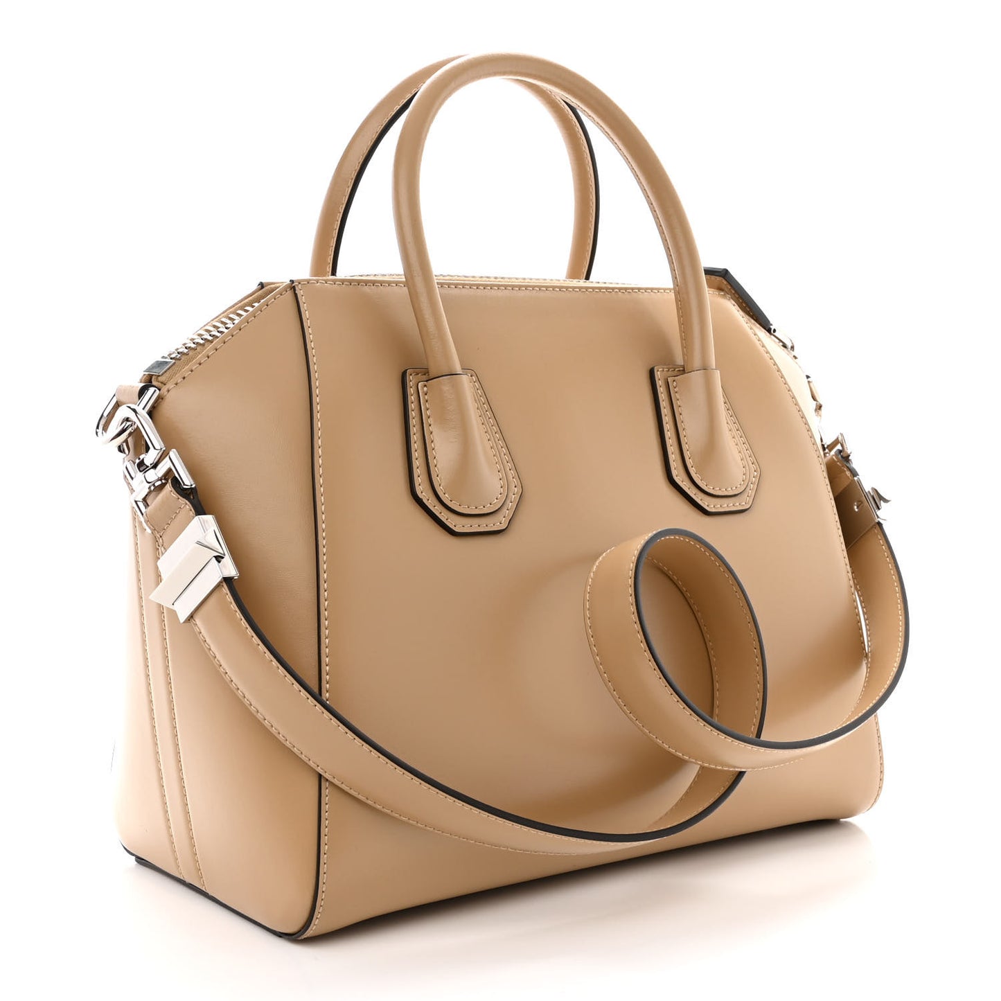Shiny Lord Calfskin Small Antigona Beige Cappuccino