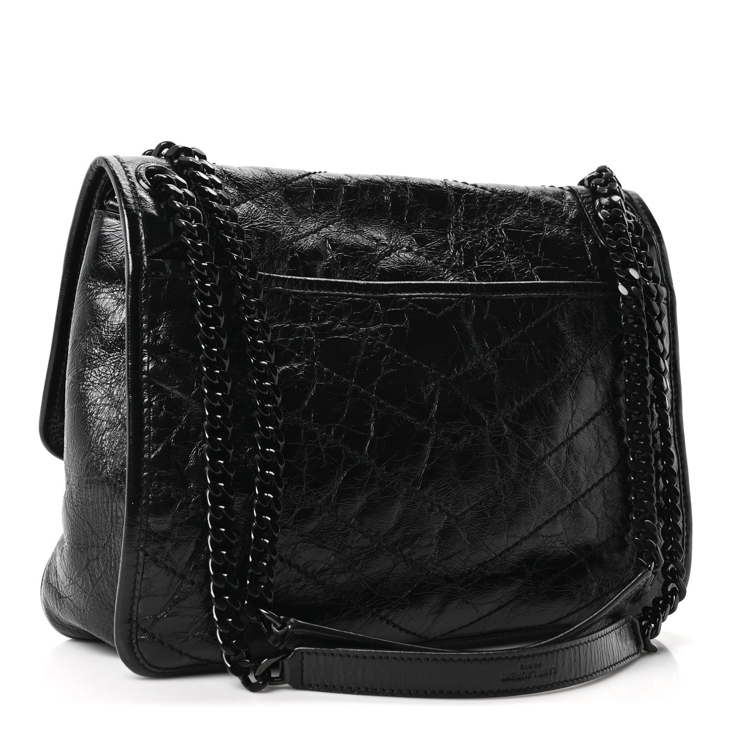 Saint Laurent Crinkled Calfskin Matelasse Monogram Medium Niki Chain Satchel Black 3 of 10