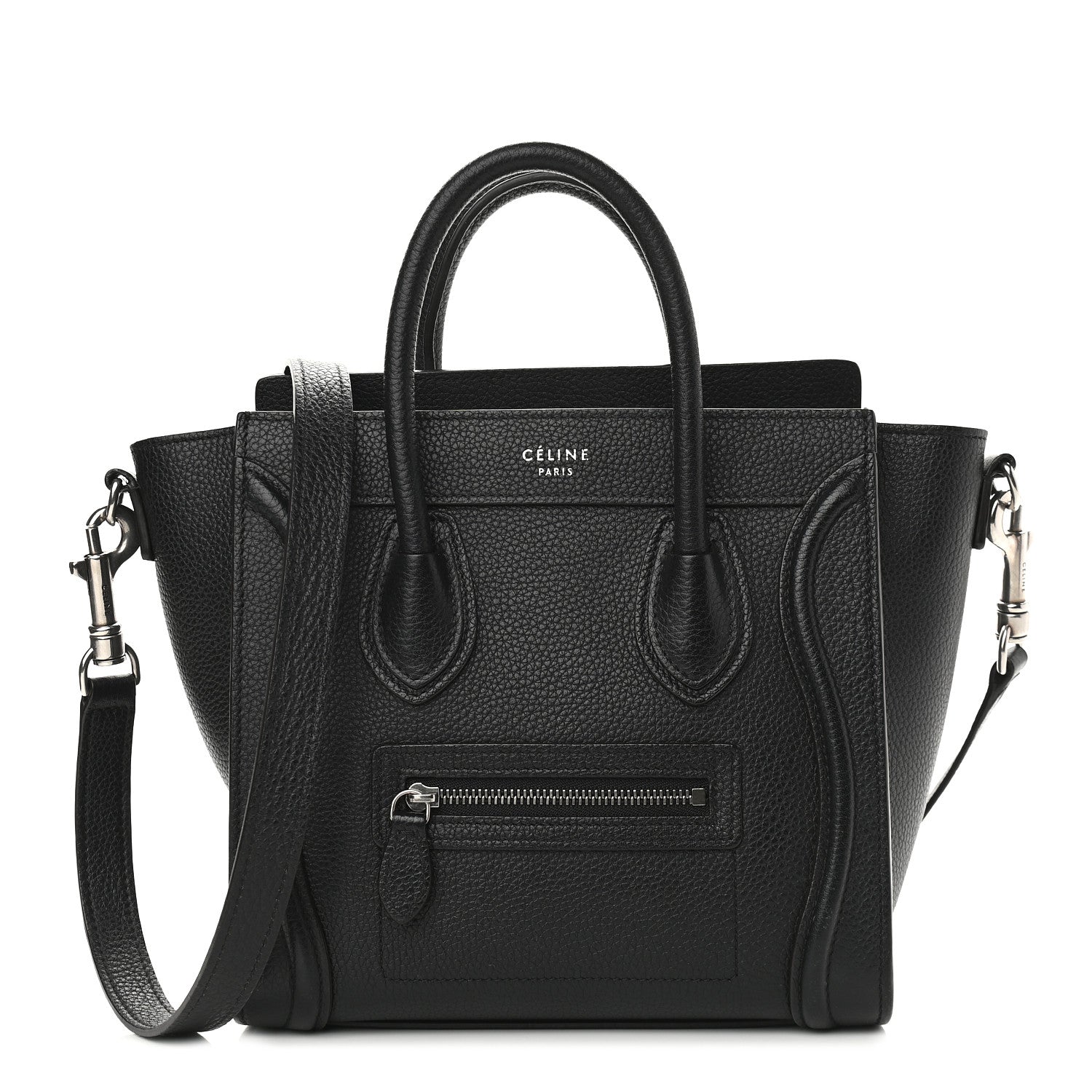Celine Drummed Calfskin Nano Luggage Black 1 of 10